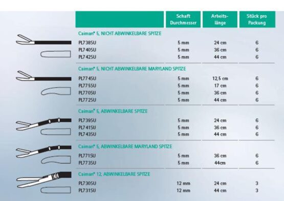 Aesculap Caiman Instrument Maryland, abwinkelbar, D5, 360mm, 6 Stück
