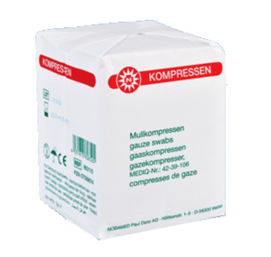 Gazekompressen 12-fach, 7.5 x 7.5 cm, unsteril, 100 Stück