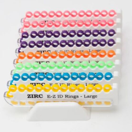 Zirc EZ-ID Markierungsringe Set small, 4mm-7.4mm, 8 x25 Ringe
