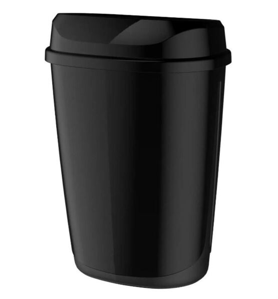 Mülleimer mit Wandhalterung, schwarz glänzend, 1 Stück (400x270x580mm)