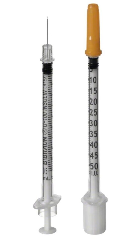 Omnican 50 Insulinspritze, 0.5ml, U100, 30G x 8mm, 100 Stück